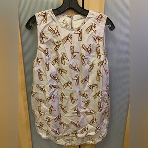 Thakoon silk giraffe novelty print sleeveless top Size 4